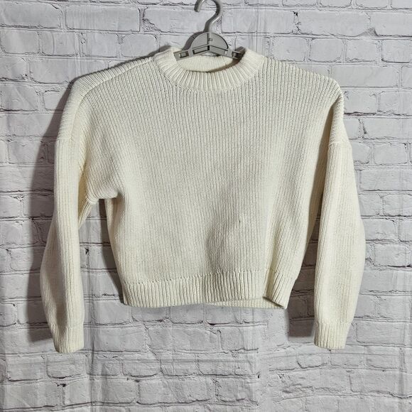 Abercrombie & Fitch Sweaters - Abercrombie & Fitch Sweater Womens Medium White Crewneck Ribbed Pullover Knit